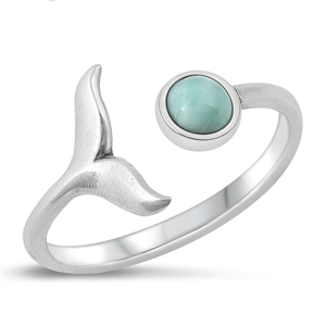 Silver Stone Ring - Whale Tail