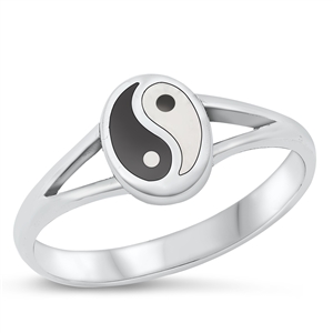 Silver Stone Ring - Yin Yang