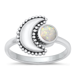 Silver Lab Opal Ring - Moon