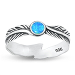 Silver Blue Lab Opal Ring - Feather