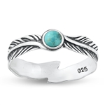 Silver Stone Ring - Feather