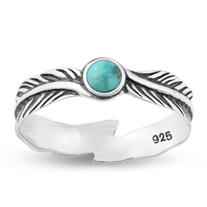 Silver Stone Ring - Feather
