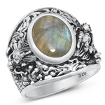 Silver Stone Ring - Dragon