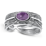 Silver Stone Ring - Feather