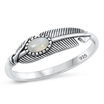 Silver Stone Ring - Feather