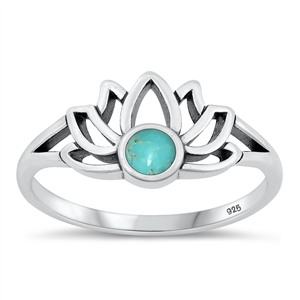 Silver Stone Ring - Lotus