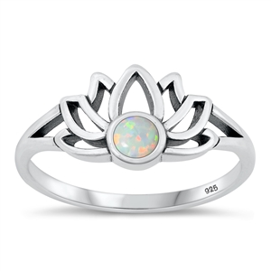 Silver Lab Opal Ring - Lotus