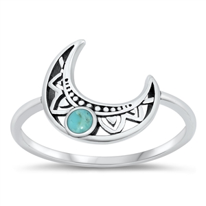 Silver Stone Ring - Moon