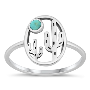 Silver Stone Ring - Cactus