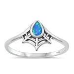 Silver Lab Opal Ring - Spiderweb