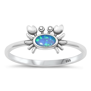 Silver Lab Opal Ring - Crab