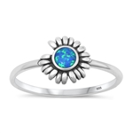 Silver Lab Opal Ring - Flower