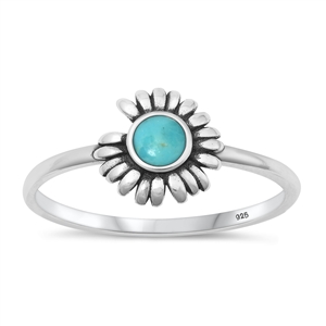 Silver Stone Ring - Flower