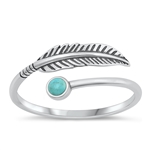 Silver Stone Ring - Feather