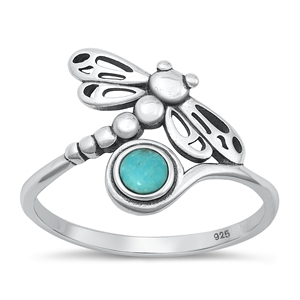 Silver Stone Ring - Dragonfly