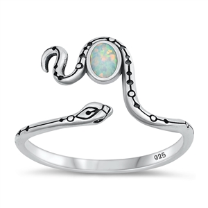 Silver Lab Opal Ring - Snake