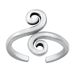 Silver Toe Ring - Swirl