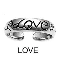 Silver Toe Ring - Love