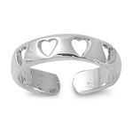 Silver Toe Ring - Hearts