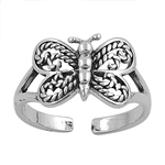 Silver Toe Ring - Butterfly