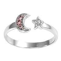 Silver Toe Ring - Star And Moon