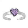 Silver CZ Toe Ring - Heart