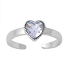 Silver CZ Toe Ring - Heart