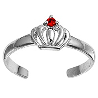 Silver CZ Toe Ring - Crown