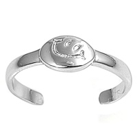 Silver Toe Ring - Smiling Face