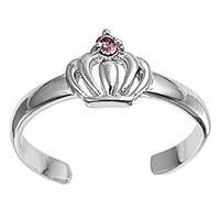 Silver CZ Toe Ring - Crown