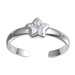 Silver CZ Toe Ring - Star