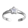 Silver CZ Toe Ring - Star