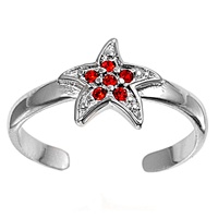 Silver CZ Toe Ring - Star