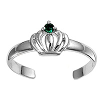Silver CZ Toe Ring - Crown