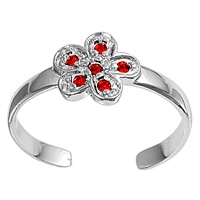 Silver CZ Toe Ring - Flower