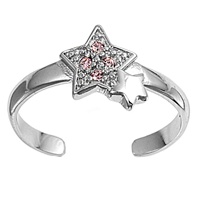 Silver CZ Toe Ring - Star