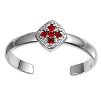 Silver CZ Toe Ring - Cross