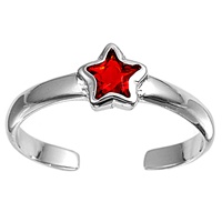 Silver CZ Toe Ring - Star