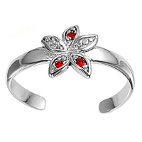 Silver CZ Toe Ring - Flower