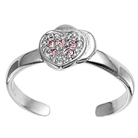 Silver CZ Toe Ring - Heart