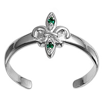 Silver CZ Toe Ring - Fleur De Lise