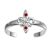 Silver CZ Toe Ring - Fleur De Lise