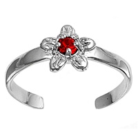 Silver CZ Toe Ring - Flower