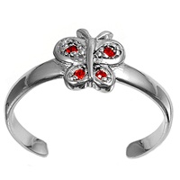 Silver CZ Toe Ring - Butterfly