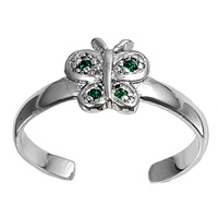 Silver CZ Toe Ring - Buttefly