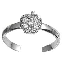 Silver CZ Toe Ring - Apple