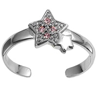 Silver CZ Toe Ring - Star