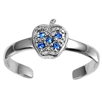 Silver CZ Toe Ring - Apple