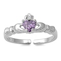 Silver CZ Toe Ring - Claddagh