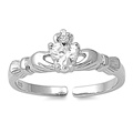 Silver CZ Toe Ring - Claddagh